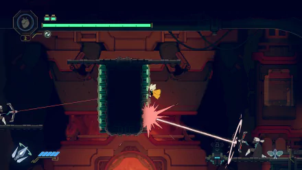 HD desktop wallpaper featuring a scene from the video game Nine Sols, where a character engages in combat within a dark, futuristic environment.