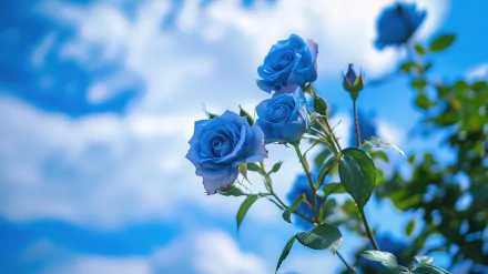  Blue roses under a blue sky