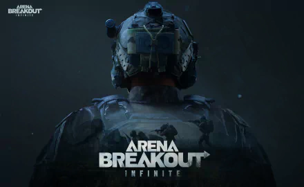 HD desktop wallpaper for the video game Arena Breakout: Infinite, featuring a soldier in tactical gear with a blurred, dark background.