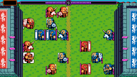 HD desktop wallpaper featuring retro-style characters in a grid-like battlefield from the video game UFO 50.