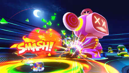 HD desktop wallpaper and background featuring Super Monkey Ball Banana Rumble, showing vibrant in-game action with a futuristic setting and colorful graphics.