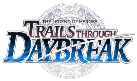 HD desktop wallpaper and background image for the video game The Legend of Heroes: Trails through Daybreak, featuring the game’s logo with intricate design elements.