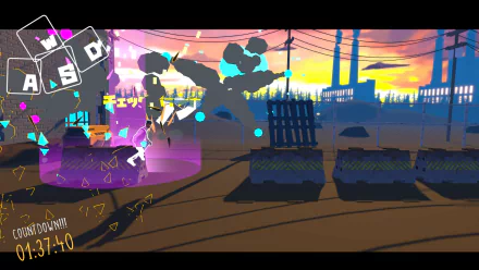 HD wallpaper and background from the video game Aerial_Knight's Never Yield, displaying a dynamic scene with vibrant colors and bold, stylized graphics.