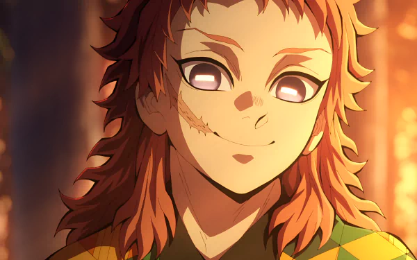 4K Ultra HD anime wallpaper featuring Sabito from Demon Slayer: Kimetsu no Yaiba with warm lighting and detailed character design.