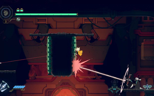 HD desktop wallpaper featuring a scene from the video game Nine Sols, where a character engages in combat within a dark, futuristic environment.