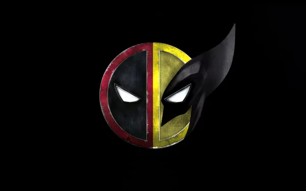 HD desktop wallpaper featuring a combined logo of Deadpool and Wolverine on a black background.