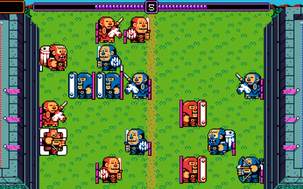 HD desktop wallpaper featuring retro-style characters in a grid-like battlefield from the video game UFO 50.