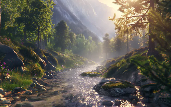 creek mountain forest HD Desktop Wallpaper | Background Image