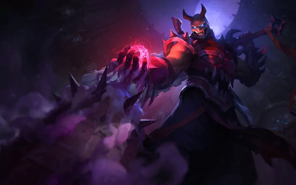 HD desktop wallpaper featuring Shen from League of Legends, depicted in a dark, mystical environment with vibrant colors, showcasing his powerful presence.