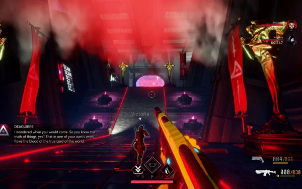 HD desktop wallpaper and background from the video game EvilVEvil, featuring a first-person shooter perspective in a dramatic red-lit setting with a character holding a weapon.