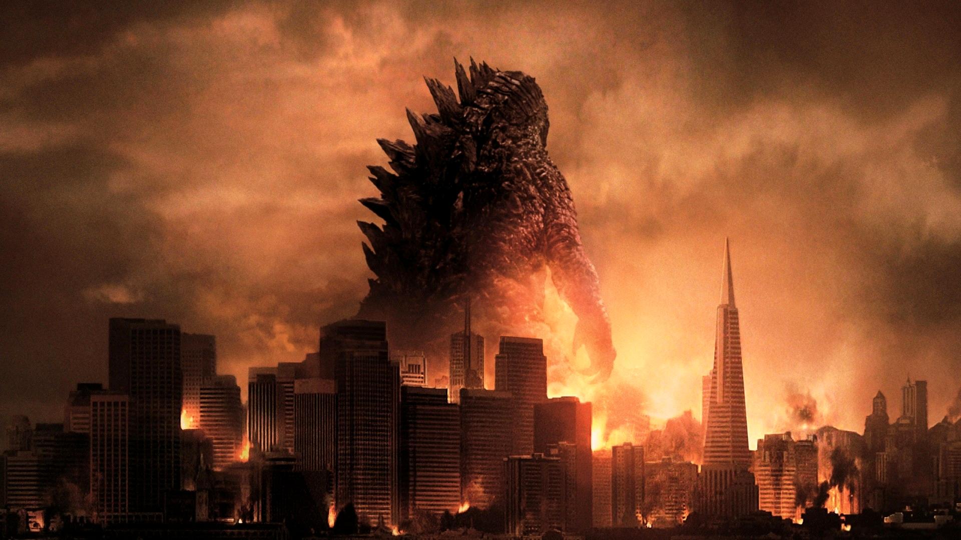 Godzilla 2014 HD Wallpaper: Titan of Destruction Over Cityscape, image size:1920x1080