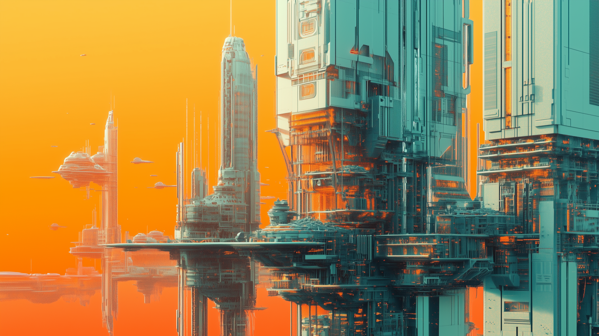 A stunning HD desktop wallpaper featuring a vivid sci-fi futuristic cityscape, showcasing sleek architecture and vibrant colors against a dynamic skyline.
