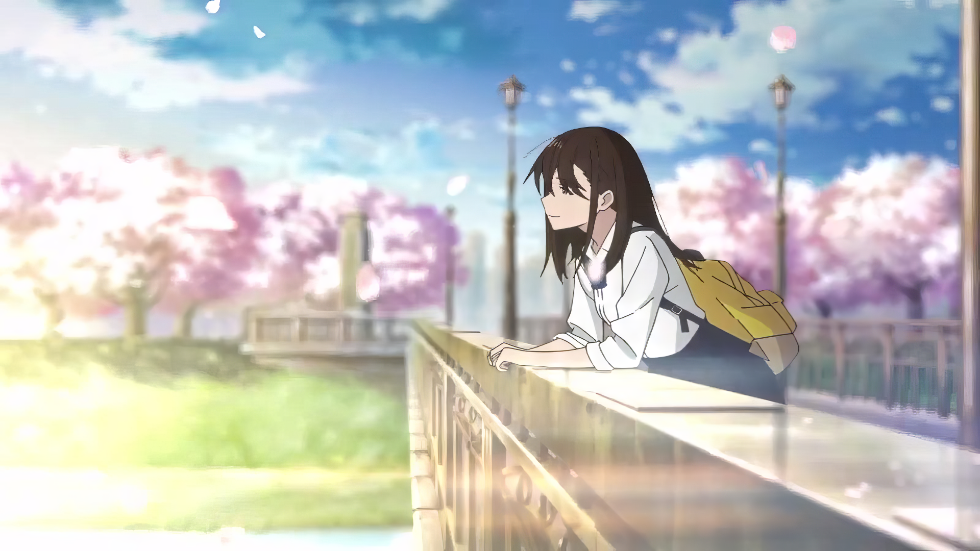 HD wallpaper featuring Sakura Yamauchi from the anime I Want To Eat Your Pancreas, showcasing a vibrant and emotional aesthetic. A striking backdrop for any anime fan.