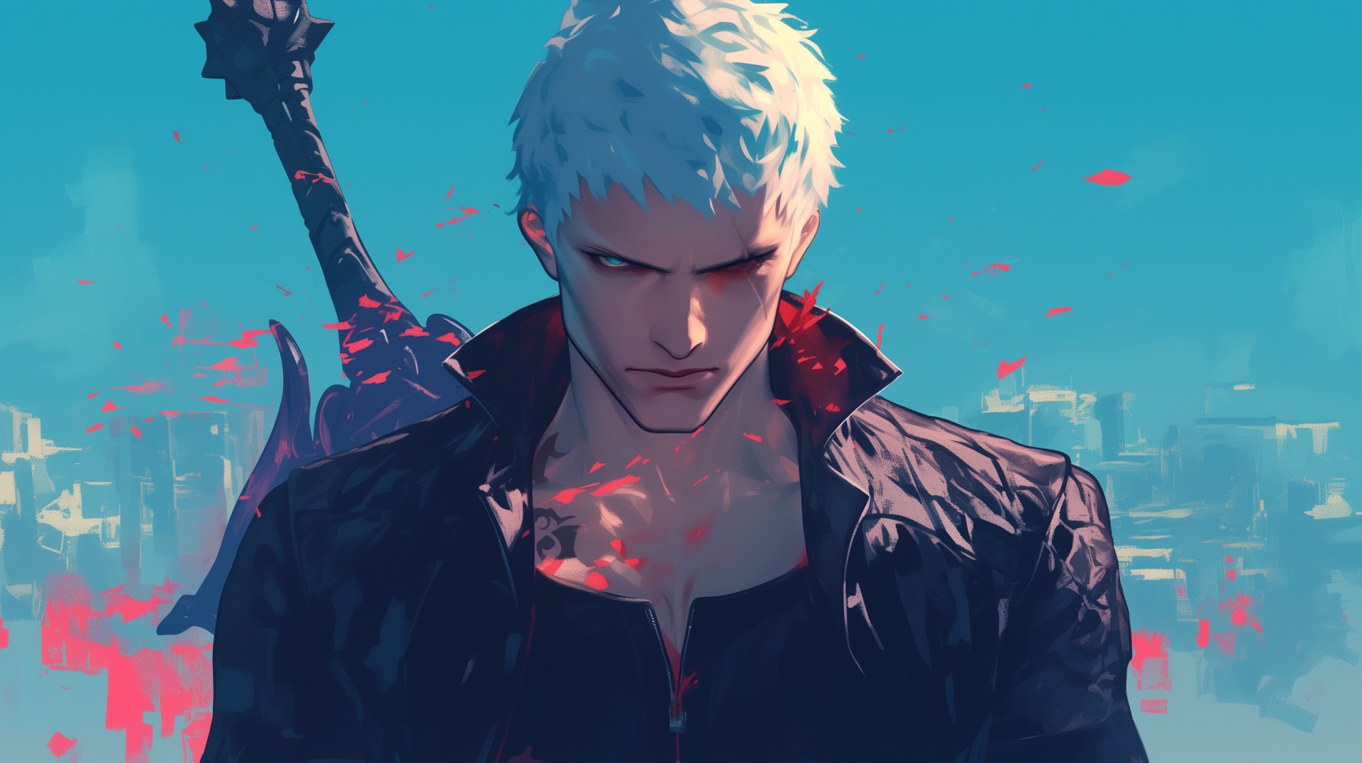 HD desktop wallpaper featuring Dante from Devil May Cry, showcasing dynamic visuals capturing the essence of the iconic video game character.