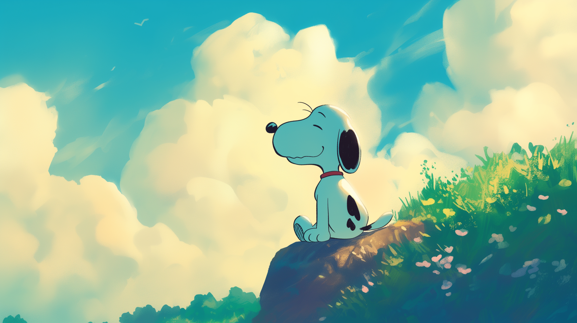 HD desktop wallpaper featuring characters from The Snoopy Show, showcasing the beloved Snoopy in a colorful and vibrant design. A charming background for fans of the series.