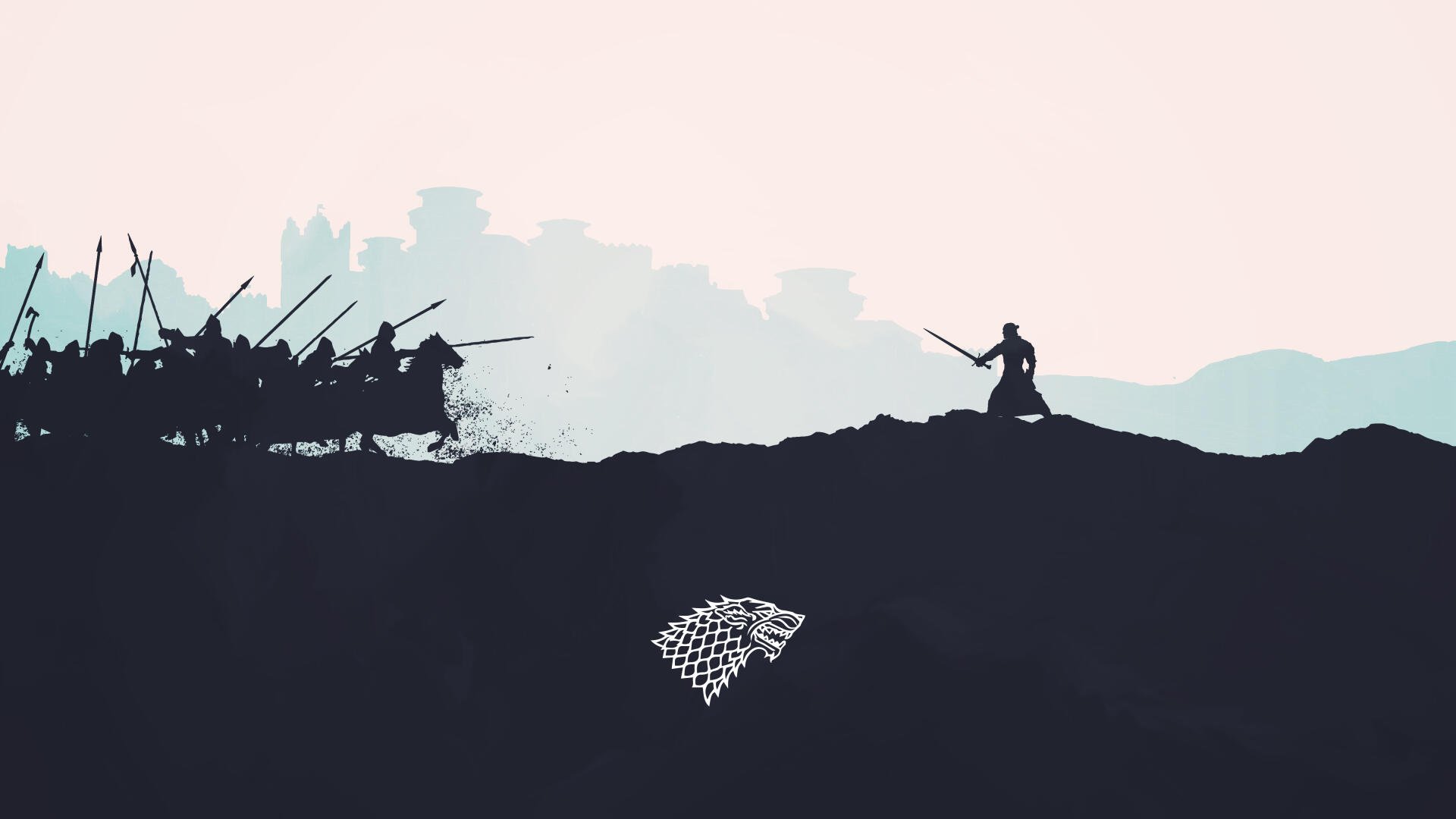 An HD desktop wallpaper featuring Jon Snow from the TV show Game of Thrones, showcasing the character's iconic appearance and themes of adventure and bravery.