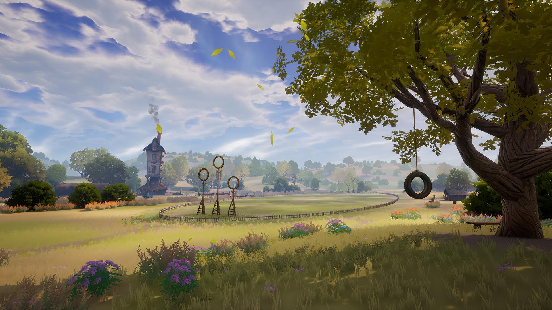 A vibrant HD wallpaper featuring scenes from the video game Harry Potter: Quidditch Champions, capturing the excitement of magical sports in a detailed, immersive design.