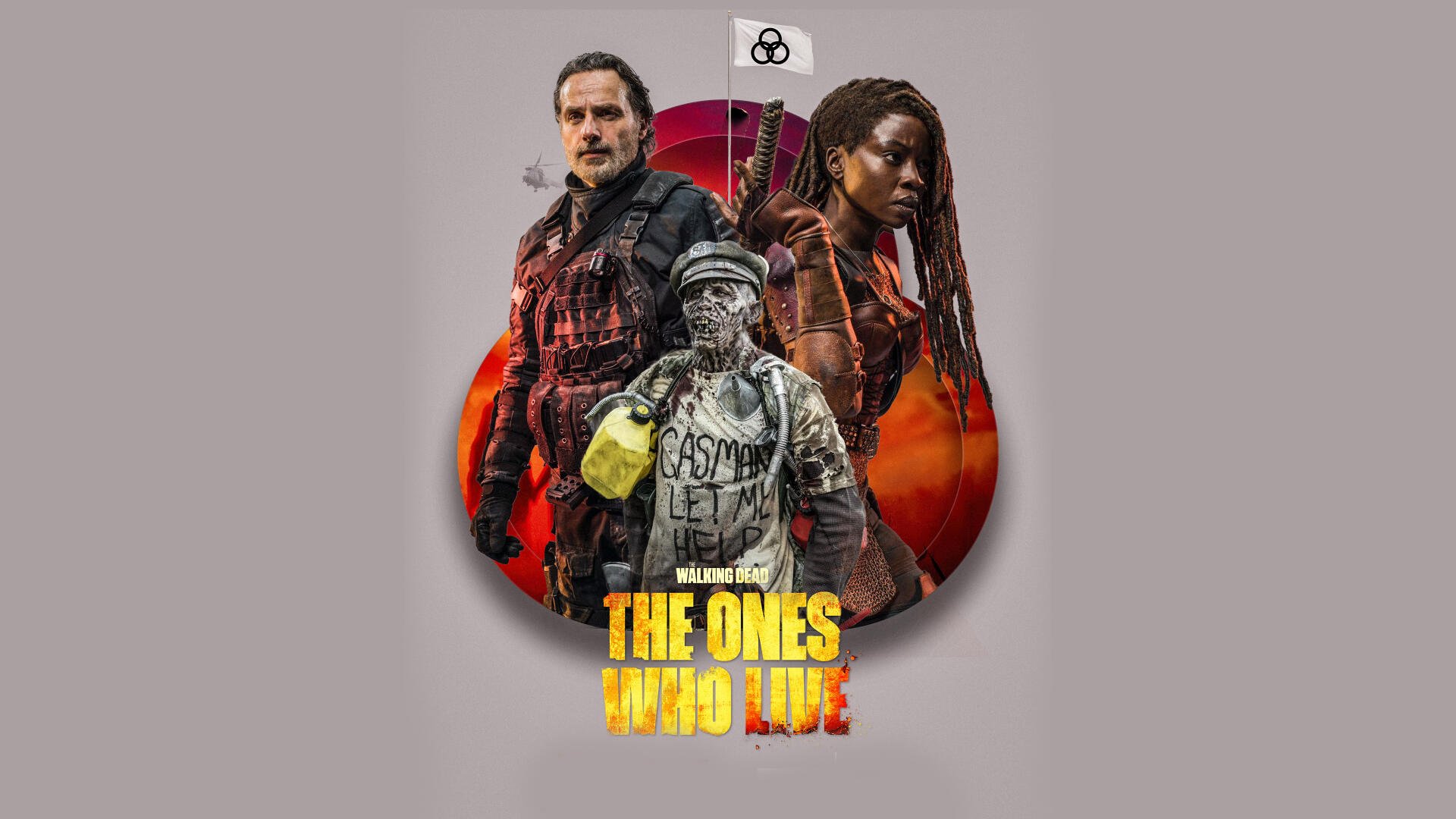 4K Ultra HD desktop wallpaper featuring Rick Grimes and Michonne from The Walking Dead TV show, promoting The Walking Dead: The Ones Who Live.