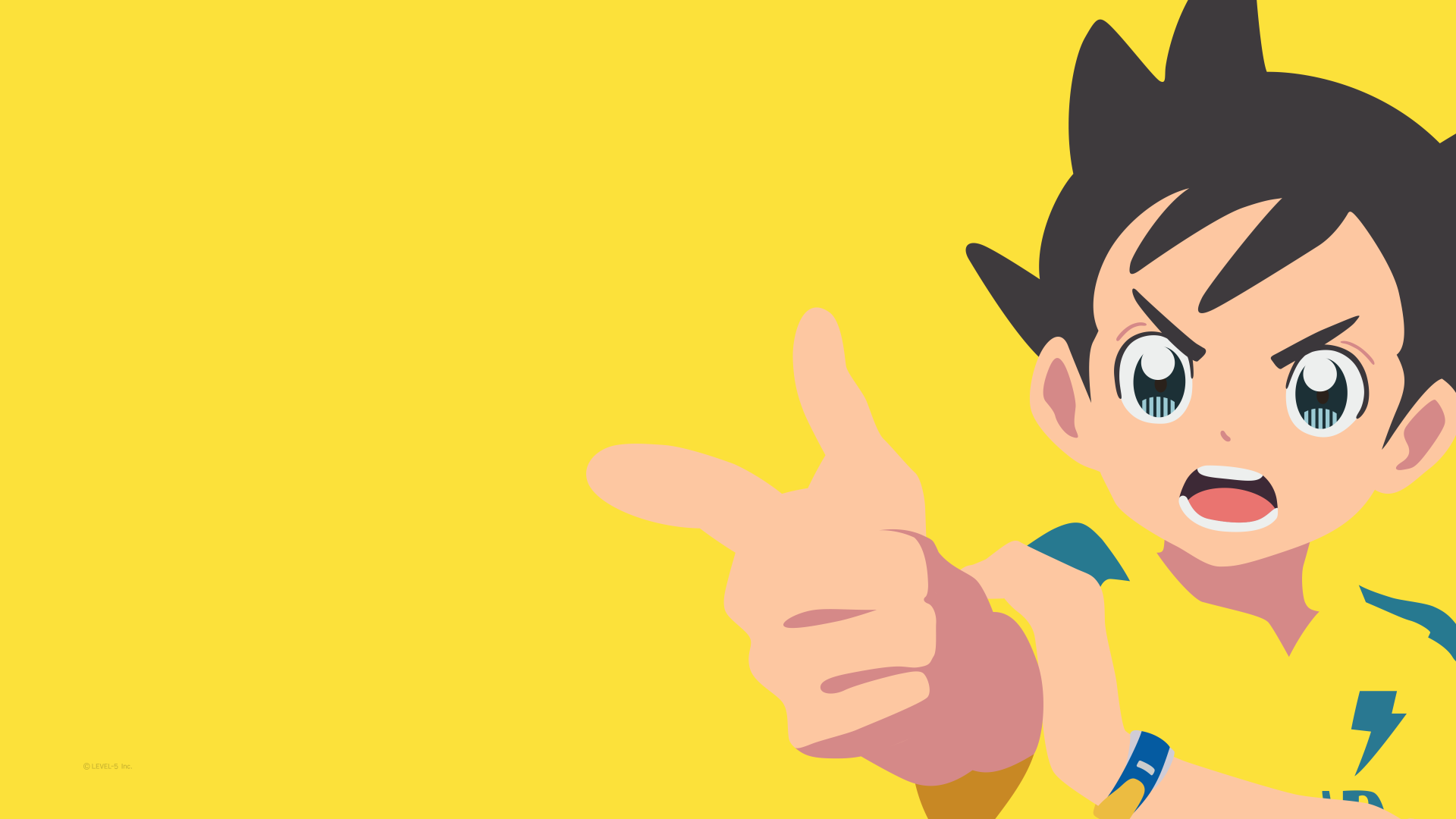 Inazuma Eleven anime character pointing at viewer on a bright yellow backdrop — 4K Ultra HD PC desktop wallpaper and background.