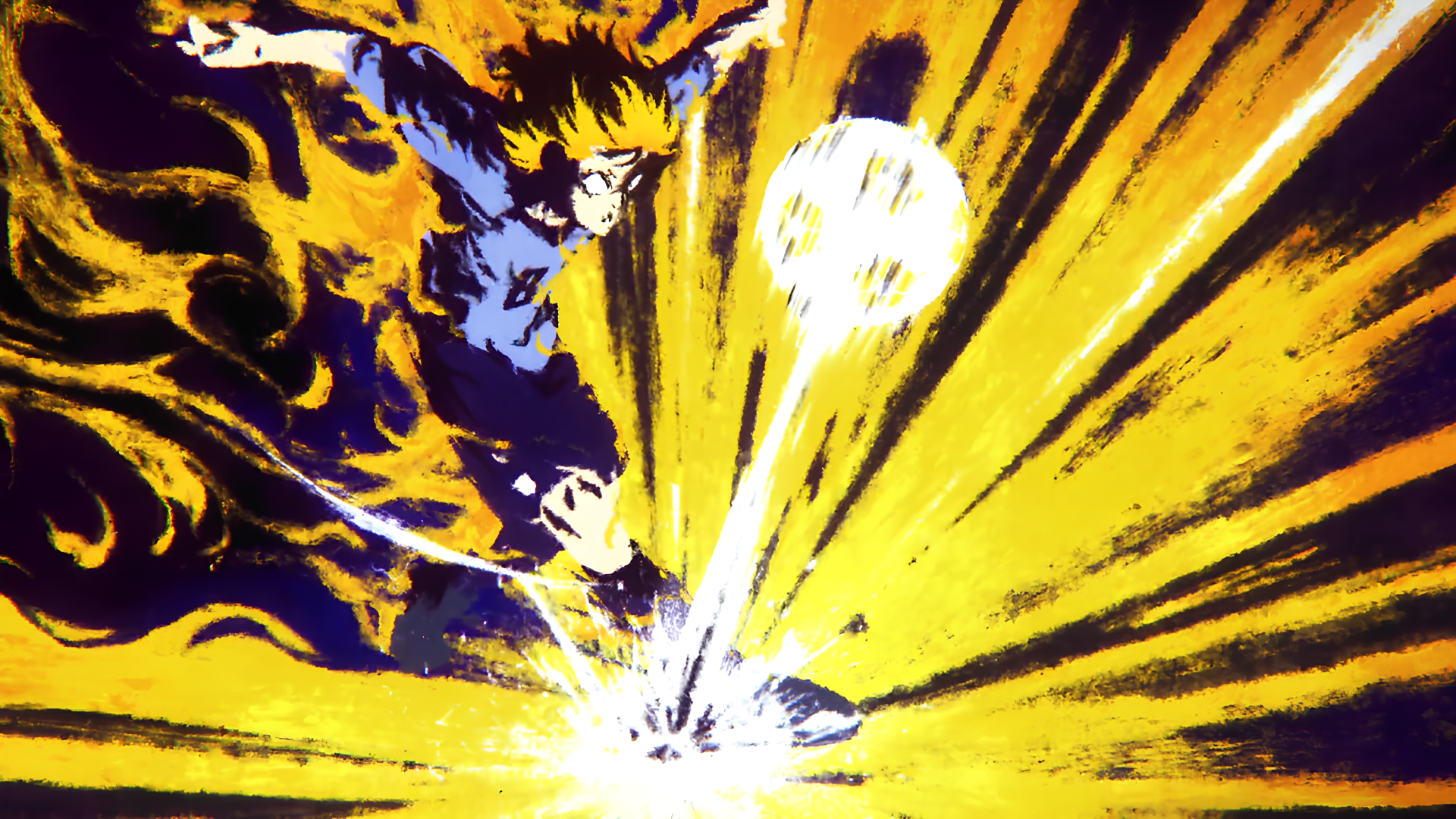 Dynamic 4K Ultra HD anime wallpaper featuring Bachira Meguru from Blue Lock, capturing an intense moment as he strikes a glowing soccer ball with fiery energy.