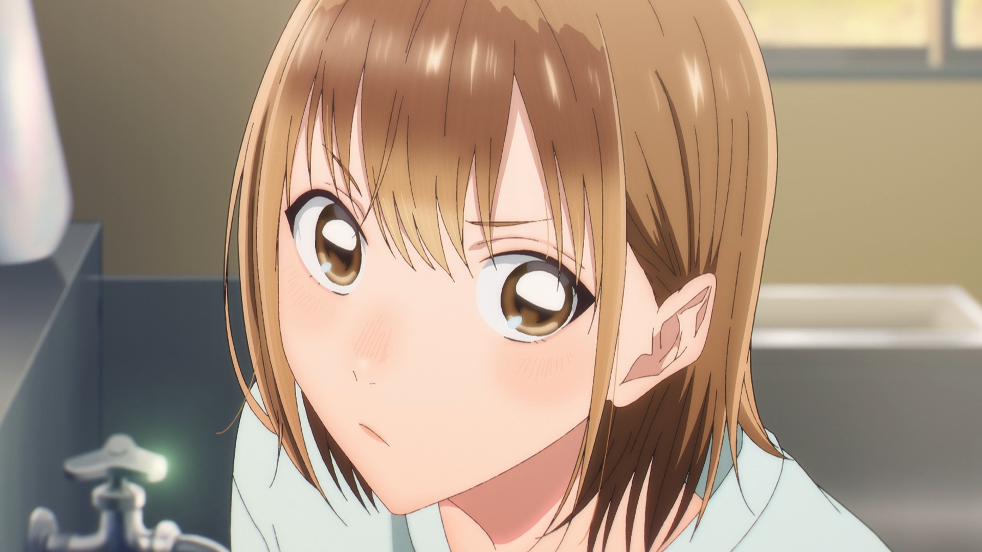 HD anime desktop wallpaper featuring Chinatsu Kano from Blue Box with a close-up expression and detailed shading.