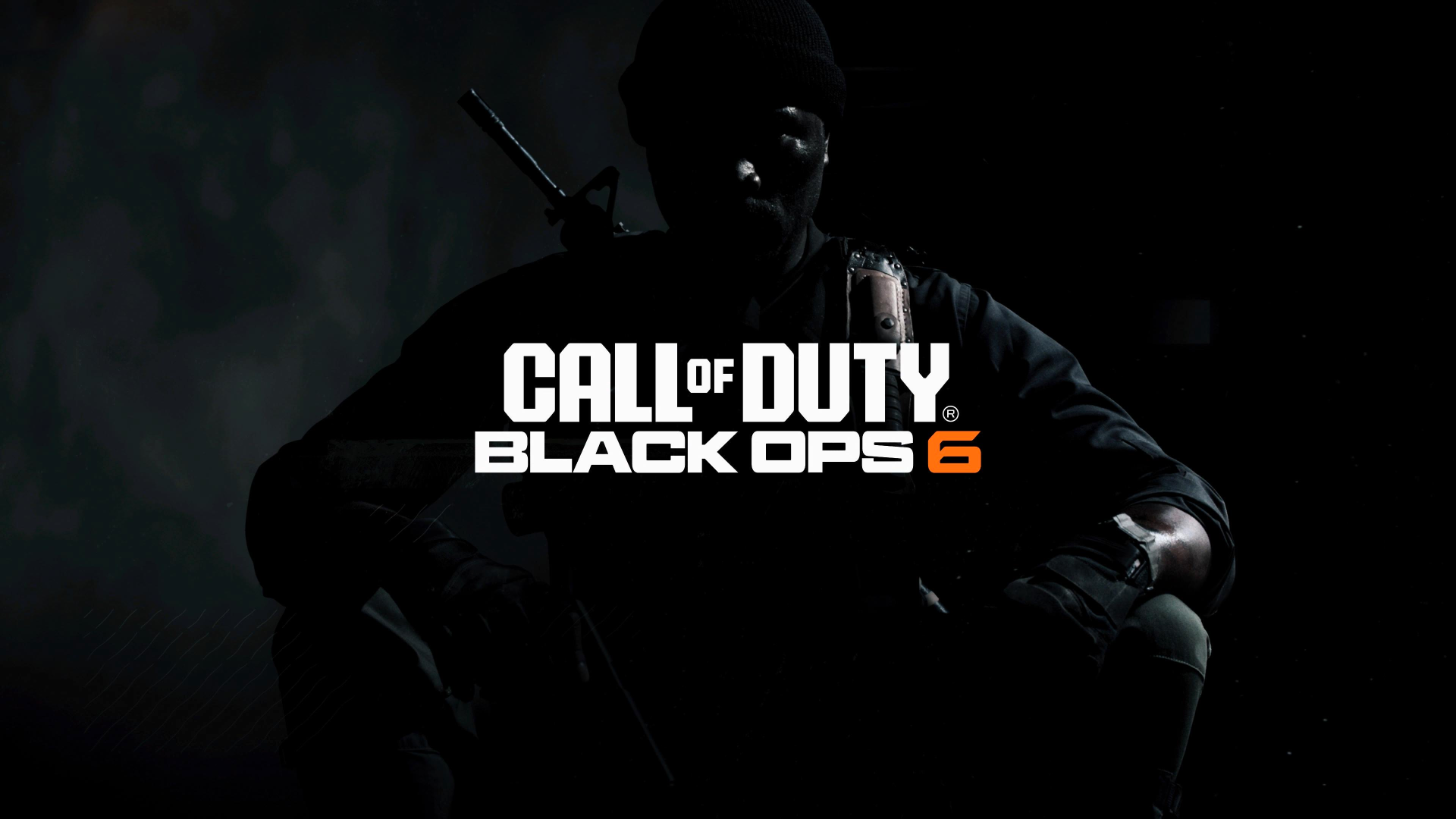 Silhouetted character seated against a dark background, featuring the title Call of Duty: Black Ops 6 in bold text. A striking 4K Ultra HD wallpaper for gaming enthusiasts.