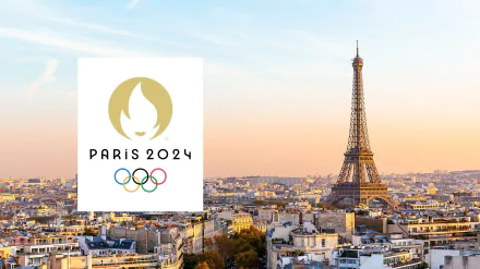 HD wallpaper featuring the iconic Eiffel Tower, capturing the spirit of the Olympic Games Paris 2024, celebrating the vibrant essence of the event in a stunning backdrop.