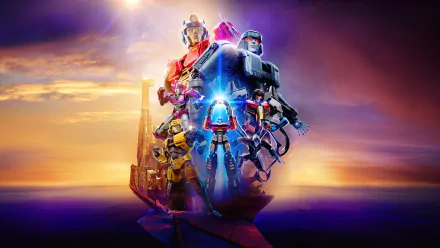 Transformers One movie characters assembled in a dynamic pose with vibrant lighting, rendered in stunning 4K Ultra HD for a PC desktop wallpaper and background.