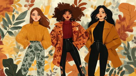 A stylish woman showcases fall fashion in this high-definition desktop wallpaper, blending seasonal trends with a modern aesthetic.