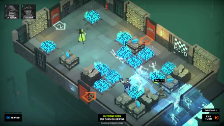HD desktop wallpaper featuring a scene from Tactical Breach Wizards, showcasing tactical gameplay with glowing elements and strategic movements within a high-tech environment.