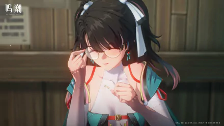 HD desktop wallpaper featuring Zhezhi from the video game Wuthering Waves, showcasing the character in a dynamic and visually striking design.