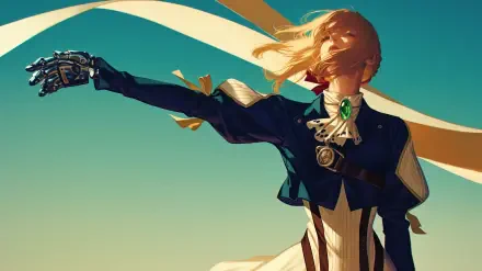 HD wallpaper featuring Violet Evergarden, an anime character known for her emotional journey and beautiful visuals, creating an engaging background for PC desktops.