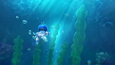 A vibrant HD PC desktop wallpaper featuring characters from Astro Bot Rescue Mission, showcasing a dynamic and engaging video game atmosphere.