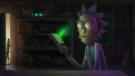 A vibrant 4K Ultra HD wallpaper featuring Rick Sanchez from the TV show Rick and Morty, showcasing his iconic design and adventurous spirit.