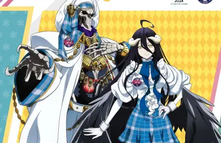 Ainz Ooal Gown and Albedo from Overlord: The Sacred Kingdom are featured in this vibrant HD wallpaper, showcasing their unique designs and striking poses against a colorful background.