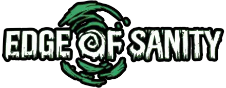 A striking HD wallpaper featuring the logo of the video game Edge of Sanity, with bold green and white lettering set against a dark backdrop, capturing the game's intense atmosphere.