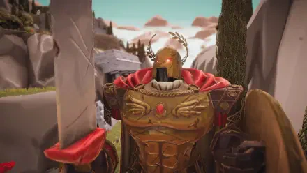 HD PC desktop wallpaper from the video game Toy Tactics featuring a detailed armored character wielding a large sword in a rugged, mountainous environment.