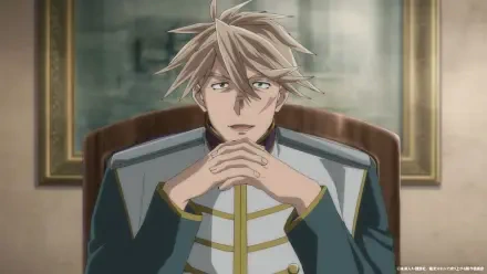 Anime wallpaper from As a Reincarnated Aristocrat I’ll Use My Appraisal Skill to Rise in the World, featuring a character in elegant attire, deep in thought with hands clasped.