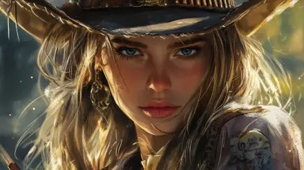 cowgirl portrait hat blonde western HD Desktop Wallpaper | Background Image