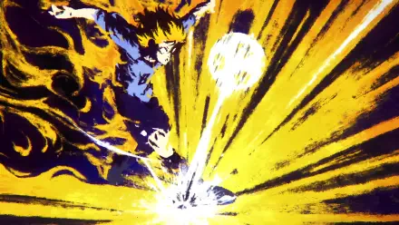 Dynamic 4K Ultra HD anime wallpaper featuring Bachira Meguru from Blue Lock, capturing an intense moment as he strikes a glowing soccer ball with fiery energy.