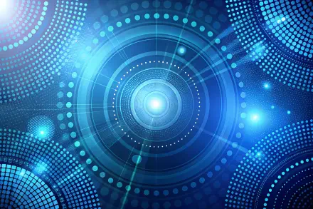  Glowing Halftone dots with deep blue circles