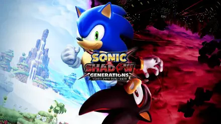 A vibrant HD desktop wallpaper featuring Sonic and Shadow from the video game Sonic X Shadow Generations, set against a dynamic background with contrasting colors.