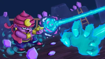 A colorful illustration featuring a character from the video game Brawl Stars, wielding a glowing weapon against a vibrant background, designed as a 4K Ultra HD desktop wallpaper.