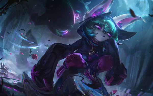 HD desktop wallpaper featuring Vex from League of Legends, showcasing vibrant colors and dynamic design elements inspired by the popular video game.