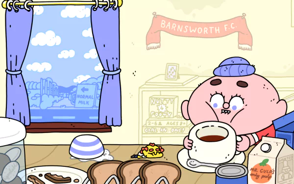 A captivating HD desktop wallpaper featuring elements from the video game Thank Goodness You're Here! adds vibrancy and excitement to your gaming space.