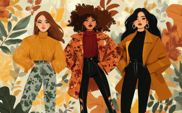 A stylish woman showcases fall fashion in this high-definition desktop wallpaper, blending seasonal trends with a modern aesthetic.