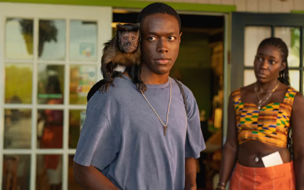 HD desktop wallpaper featuring the TV show Bad Monkey, showcasing vibrant imagery and themes associated with the series. A captivating background for any screen.