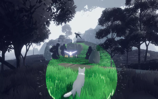 HD desktop wallpaper featuring artwork from the video game Farewell North, showcasing a captivating blend of colors and themes inspired by the game's narrative.