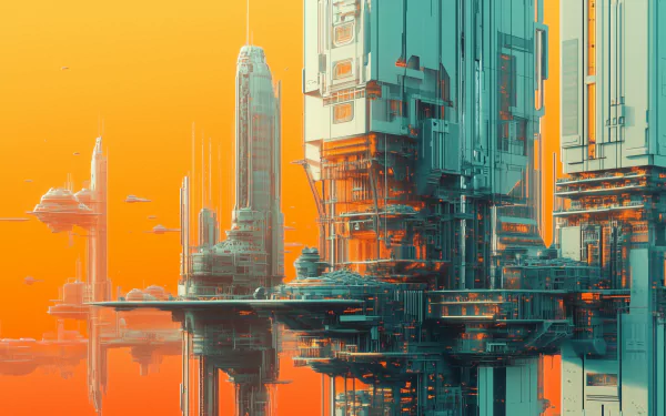 A stunning HD desktop wallpaper featuring a vivid sci-fi futuristic cityscape, showcasing sleek architecture and vibrant colors against a dynamic skyline.