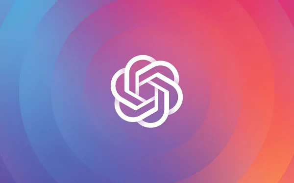 A vibrant HD desktop wallpaper featuring the ChatGPT (OpenAI) logo against a colorful gradient background, blending technology and modern design elements.